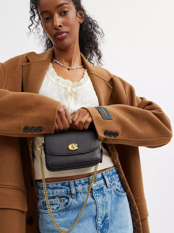 Cassie 17 Black Leather Cross-Body Bag