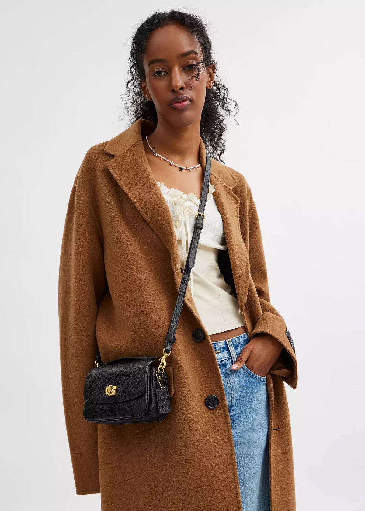 Cassie 17 Black Leather Cross-Body Bag