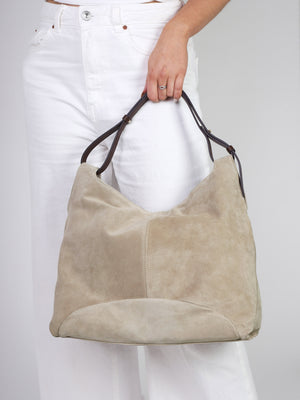 Inhobo Beige Suede Slouchy Hobo Bag