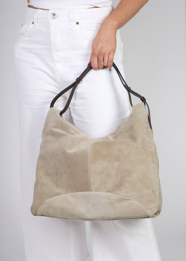 Inhobo Beige Suede Slouchy Hobo Bag