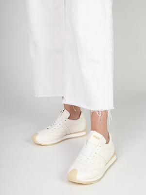 Mated White Leather Perforated Runner Trainers