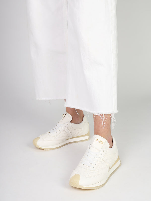 Mated White Leather Perforated Runner Trainers