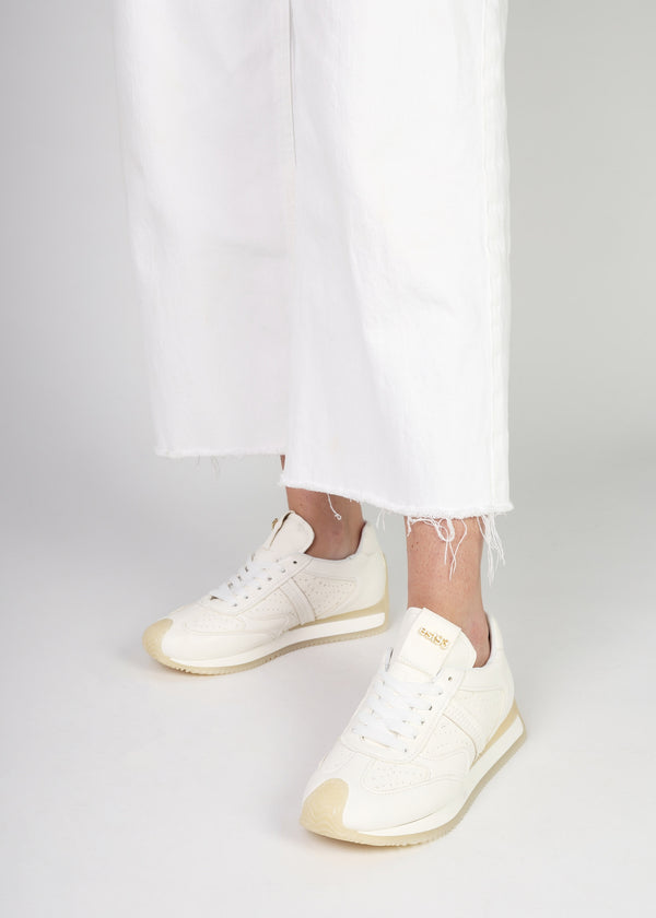 Mated White Leather Perforated Runner Trainers