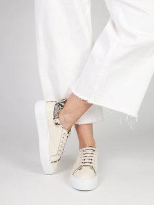 Panny Cream Leather Reptile Trainers