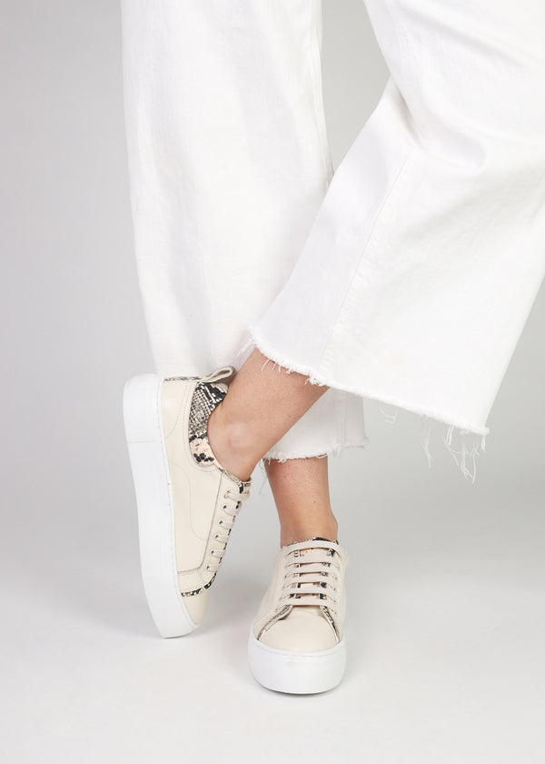 Panny Cream Leather Reptile Trainers