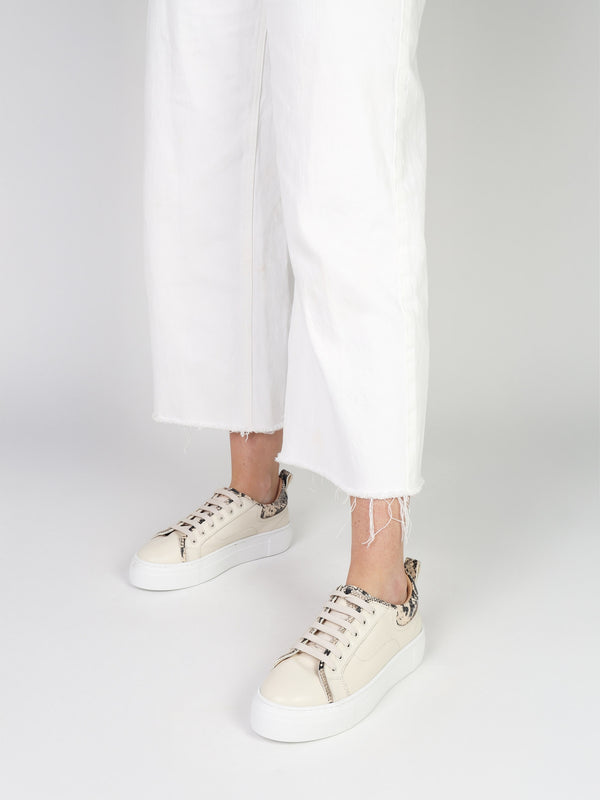 Panny Cream Leather Reptile Trainers