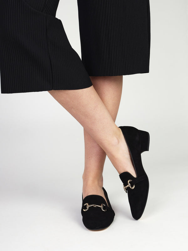 Pasco Black Suede Snaffle Loafers
