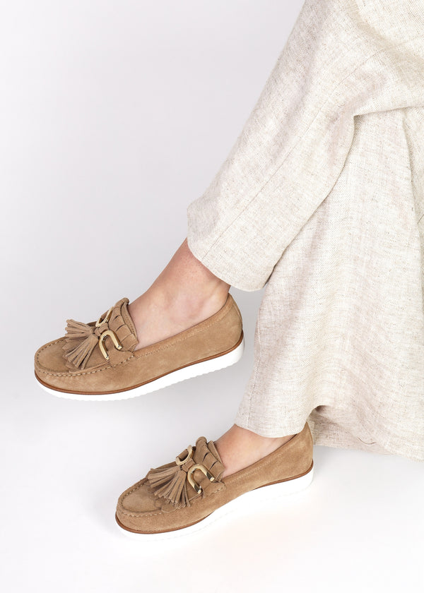 Passy Beige Suede Tassel Loafers