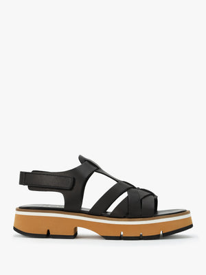 Angola Black Leather Chunky Gladiator Sandals