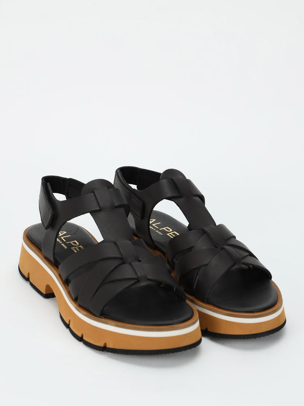 Angola Black Leather Chunky Gladiator Sandals