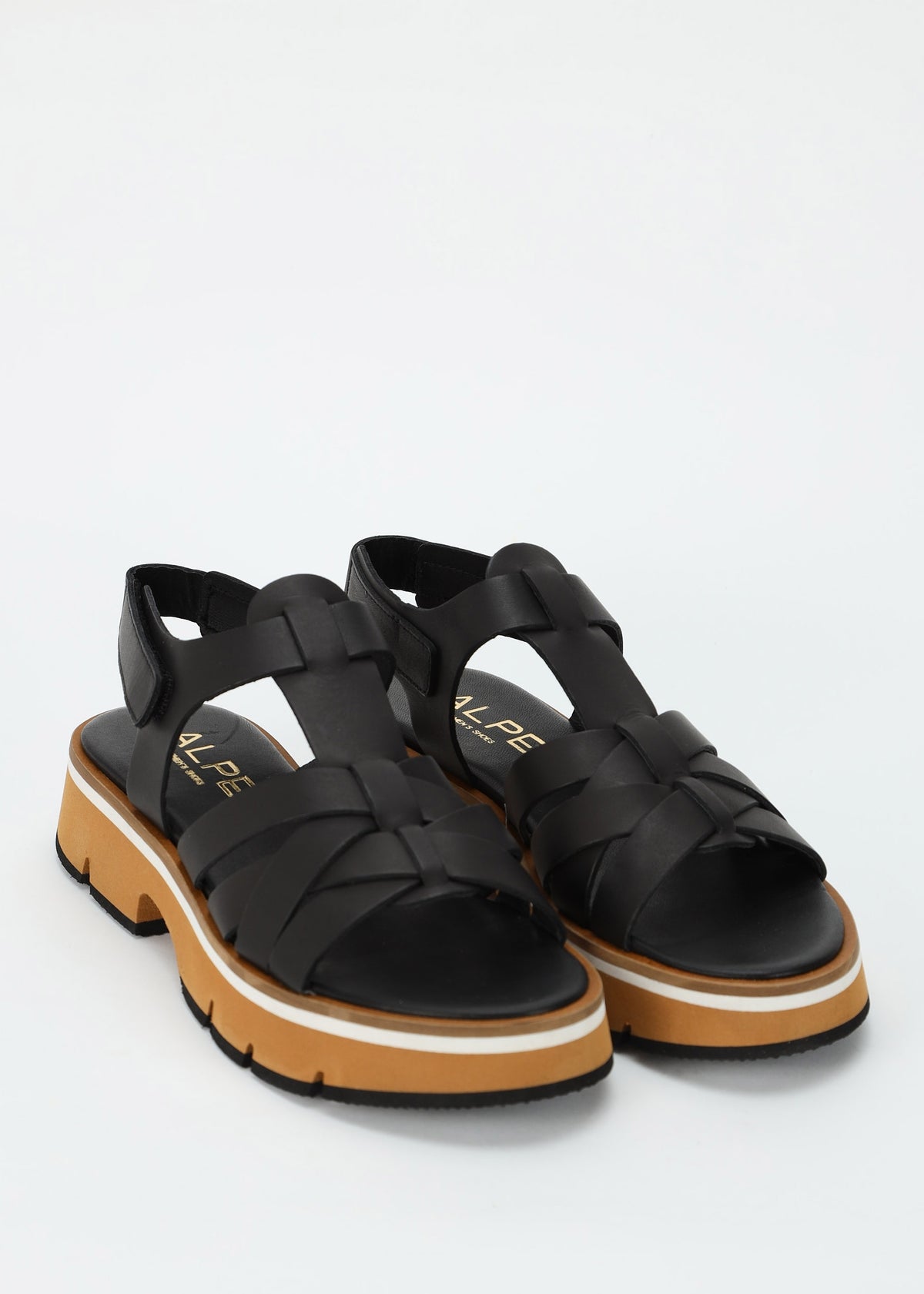 Angola Black Leather Chunky Gladiator Sandals