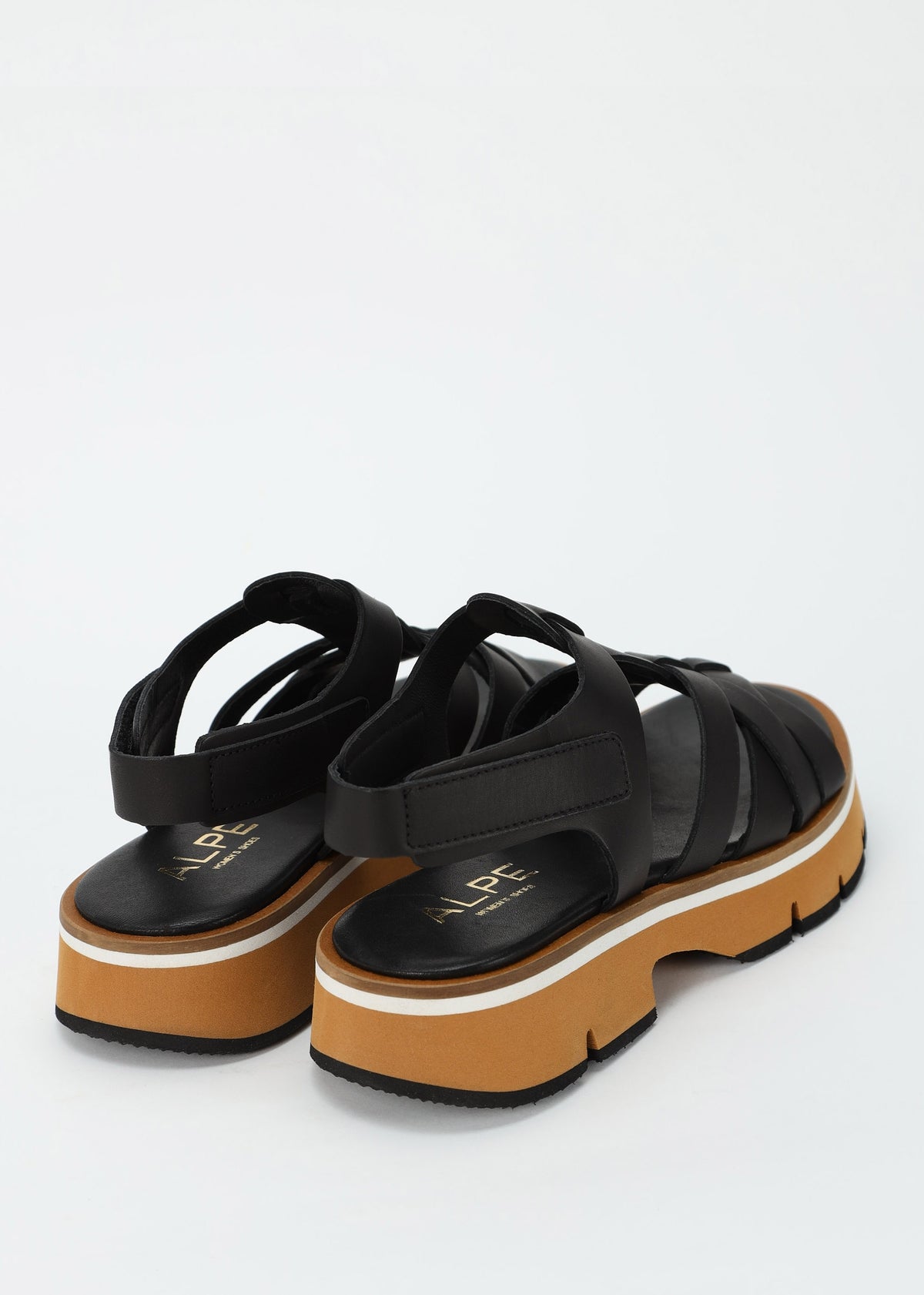 Angola Black Leather Chunky Gladiator Sandals