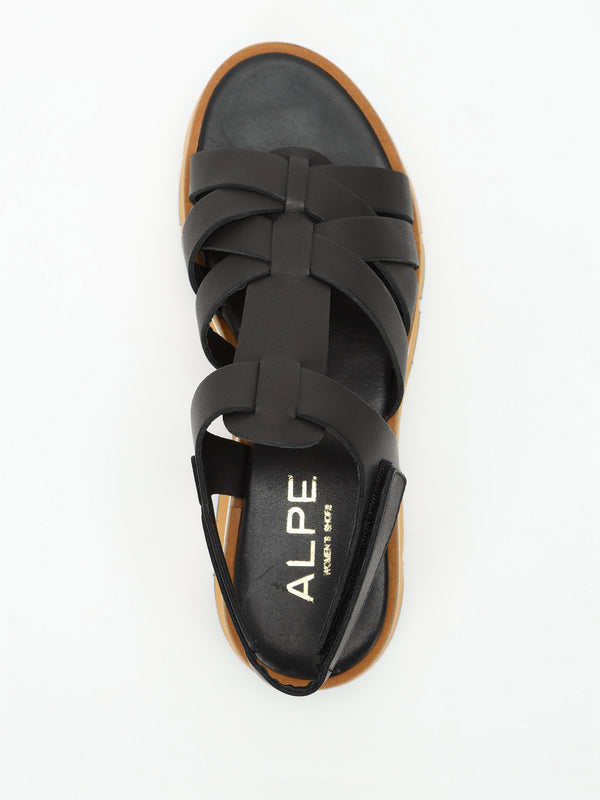 Angola Black Leather Chunky Gladiator Sandals