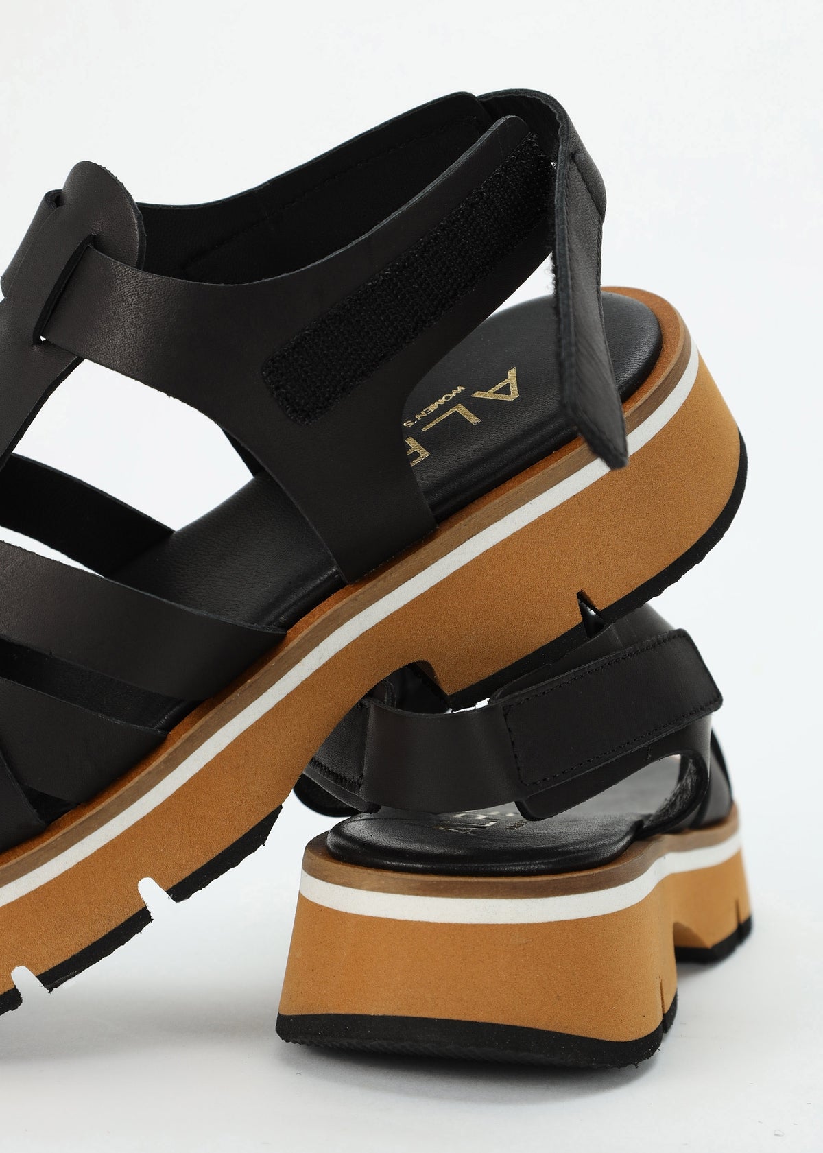 Angola Black Leather Chunky Gladiator Sandals