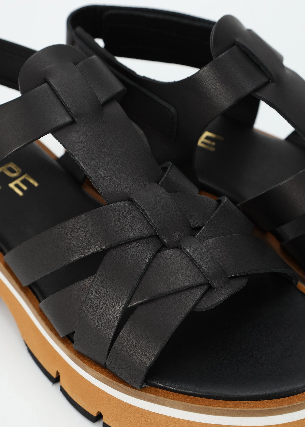Angola Black Leather Chunky Gladiator Sandals