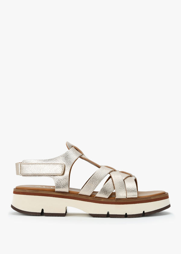 Angola Gold Leather Chunky Gladiator Sandals