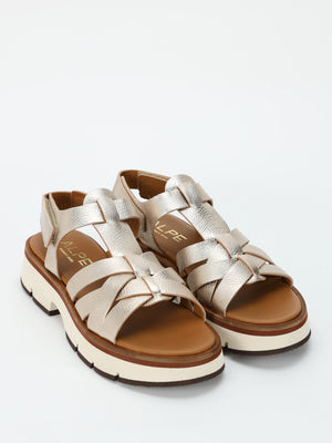 Angola Gold Leather Chunky Gladiator Sandals