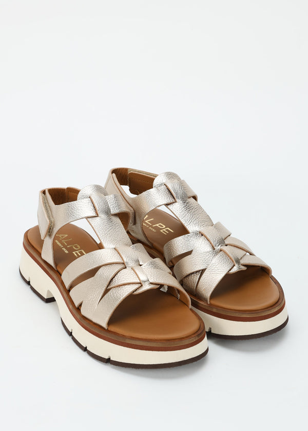 Angola Gold Leather Chunky Gladiator Sandals
