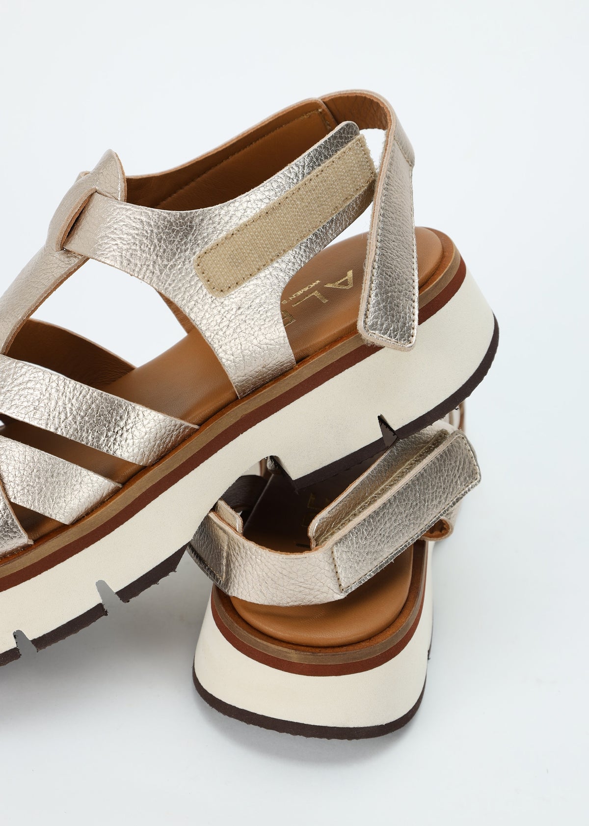 Angola Gold Leather Chunky Gladiator Sandals