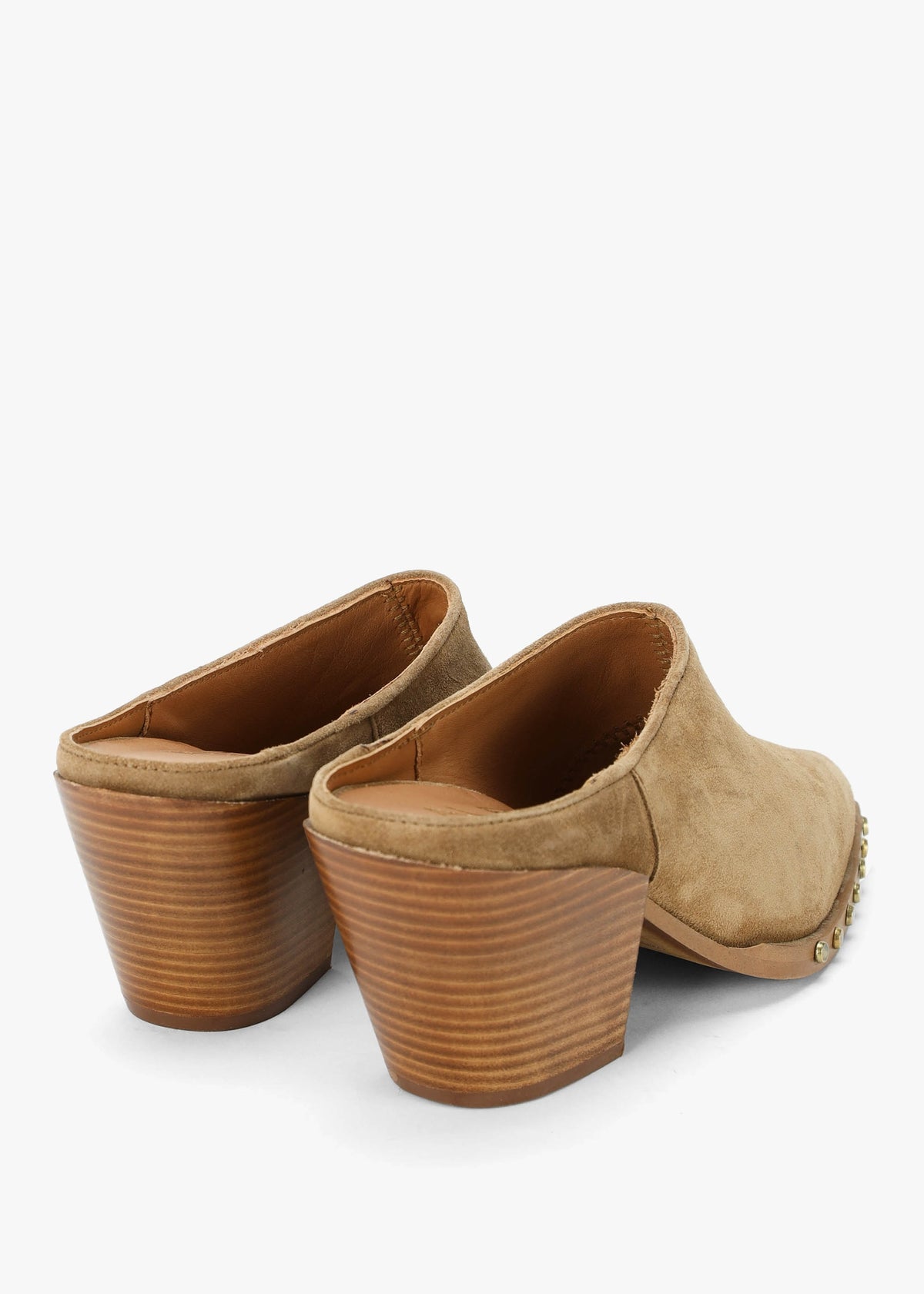 Antwerp Tan Suede Western Stacked Heel Backless Mules