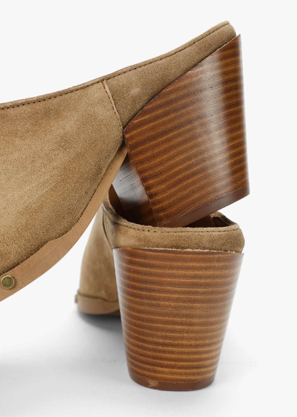 Antwerp Tan Suede Western Stacked Heel Backless Mules