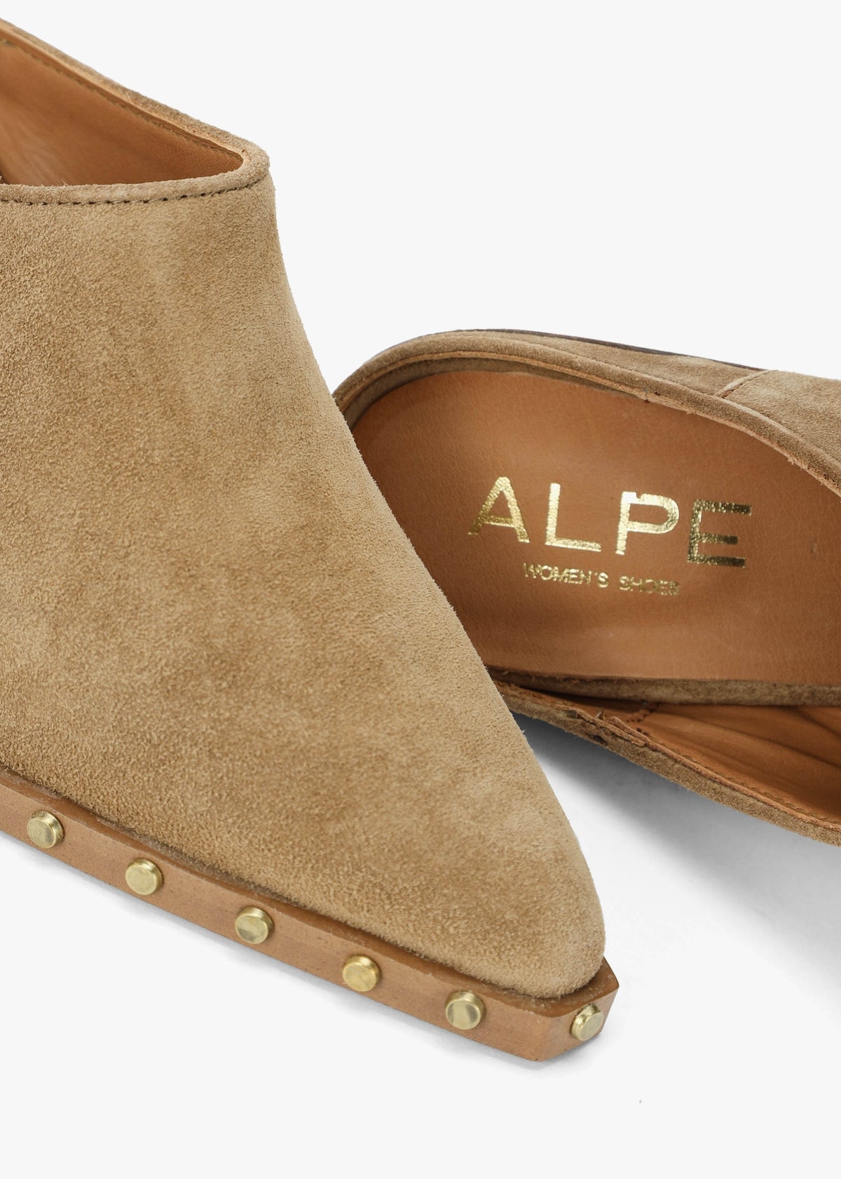 Antwerp Tan Suede Western Stacked Heel Backless Mules