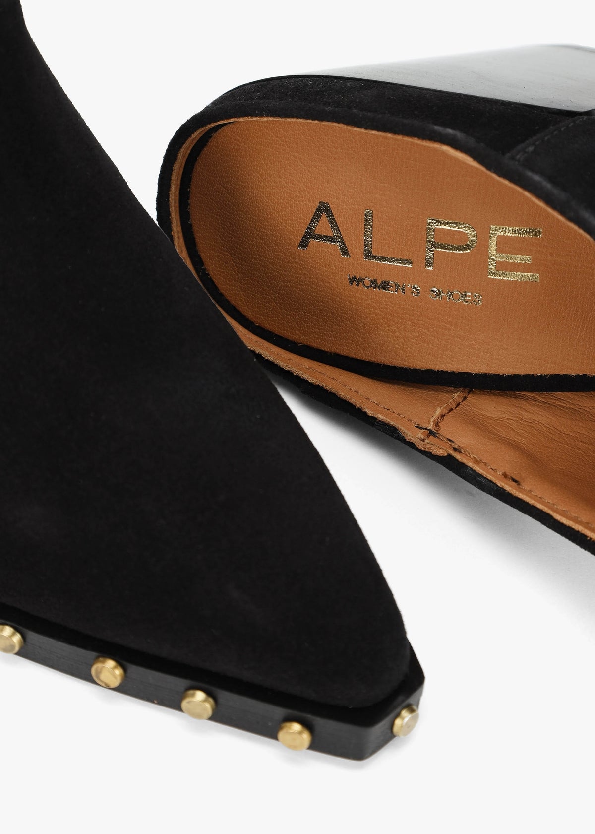 Antwerp Black Suede Western Stacked Heel Backless Mules