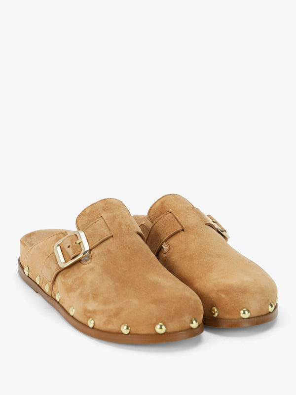 Ambur Tan Suede Leather Mule Clogs