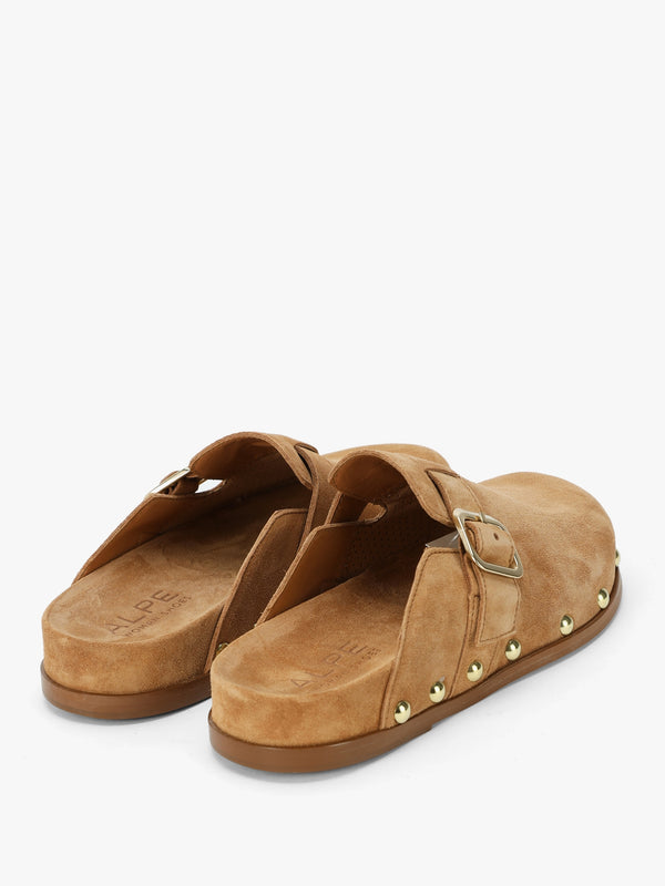 Ambur Tan Suede Leather Mule Clogs
