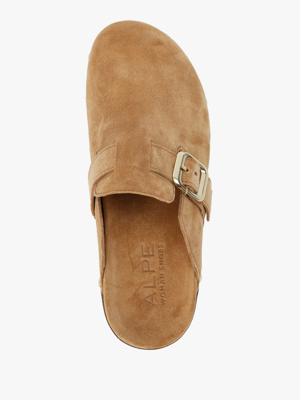 Ambur Tan Suede Leather Mule Clogs