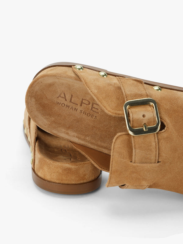 Ambur Tan Suede Leather Mule Clogs