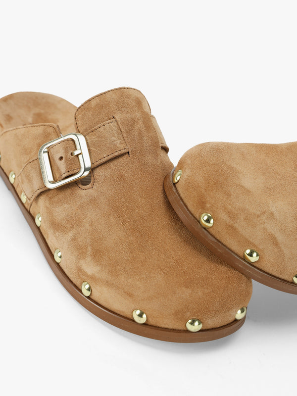 Ambur Tan Suede Leather Mule Clogs