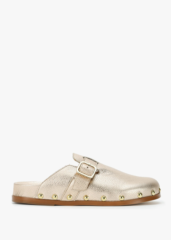 Ambur Rose Gold Leather Mule Clogs