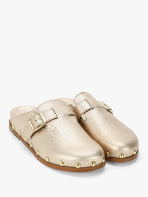 Ambur Rose Gold Leather Mule Clogs