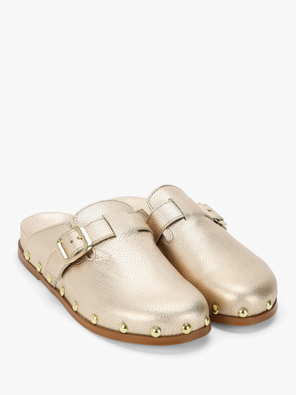 Ambur Rose Gold Leather Mule Clogs