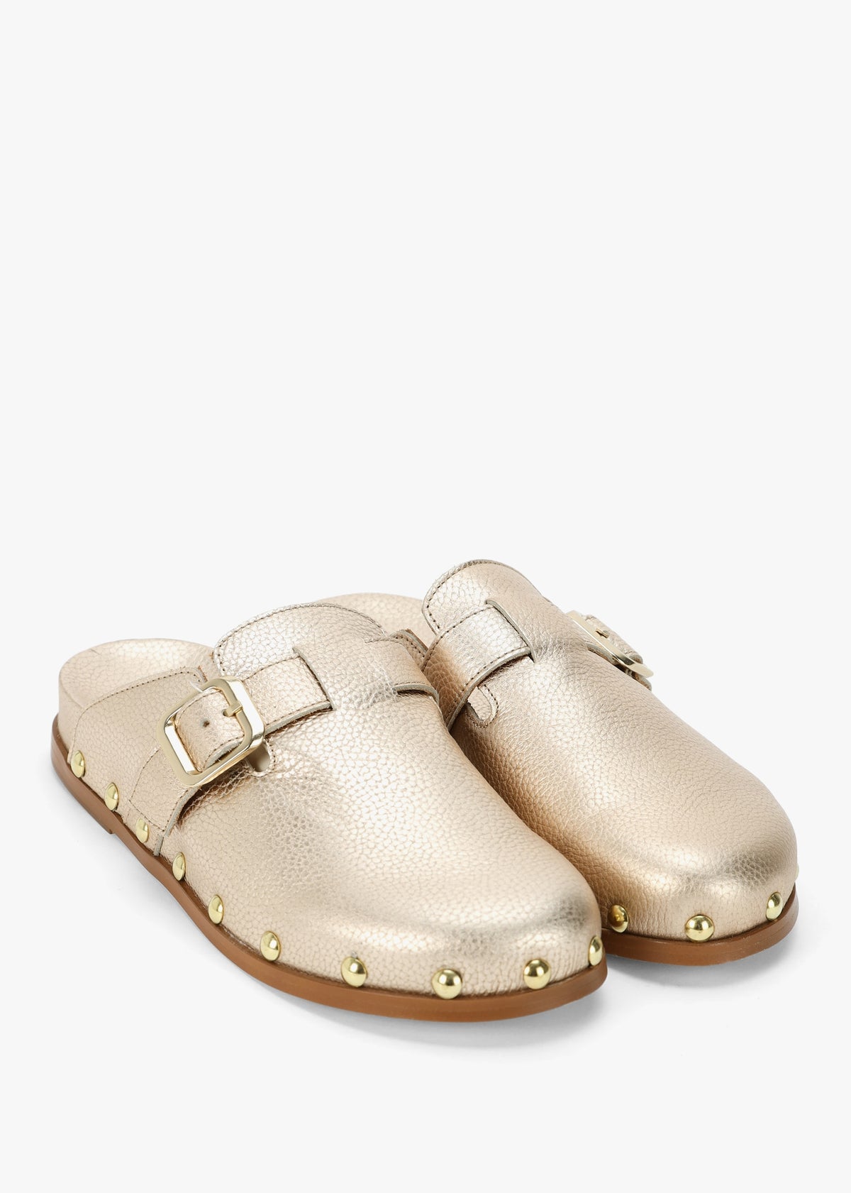 Ambur Rose Gold Leather Mule Clogs
