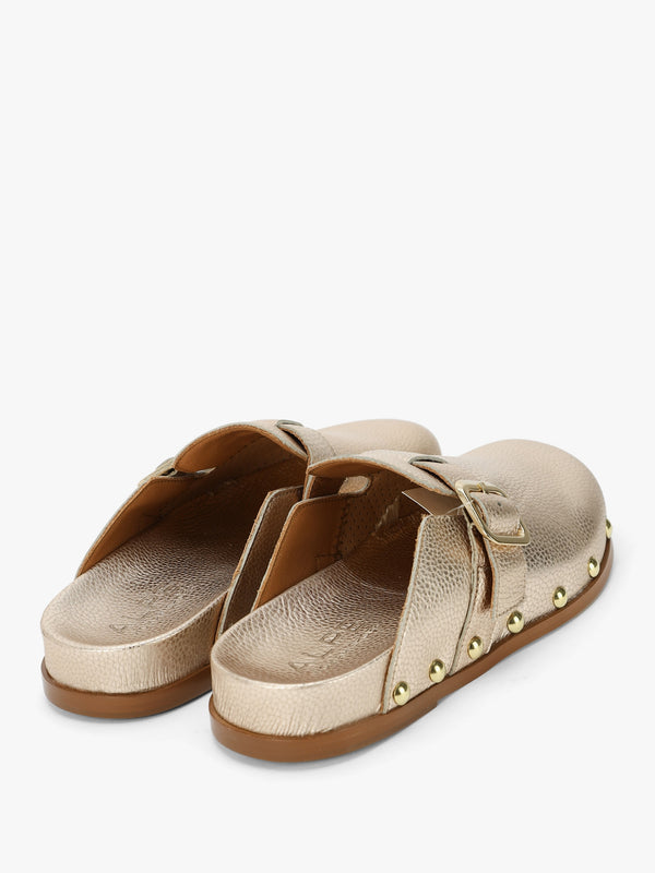 Ambur Rose Gold Leather Mule Clogs