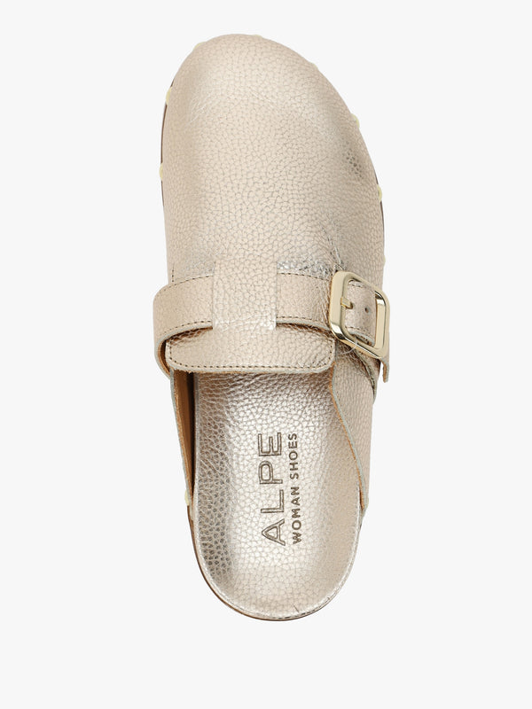 Ambur Rose Gold Leather Mule Clogs