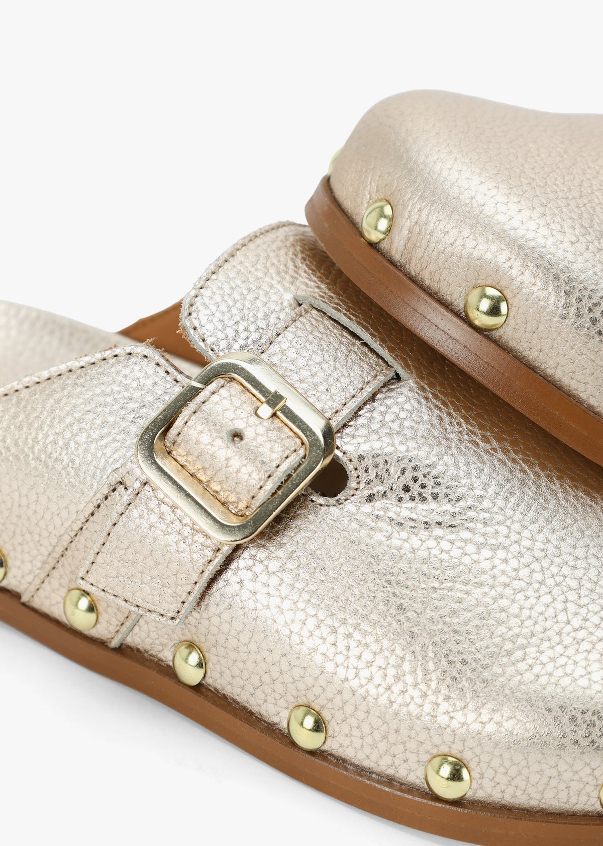 Ambur Rose Gold Leather Mule Clogs