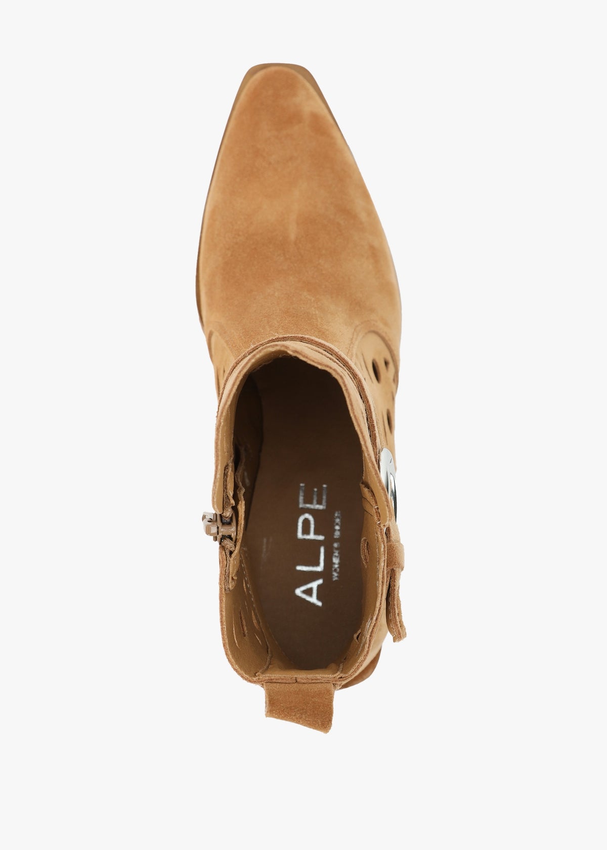 Apia Tan Suede Perforated Western Ankle Boots
