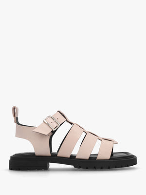Ifish Cream Leather Gladiator Sandals