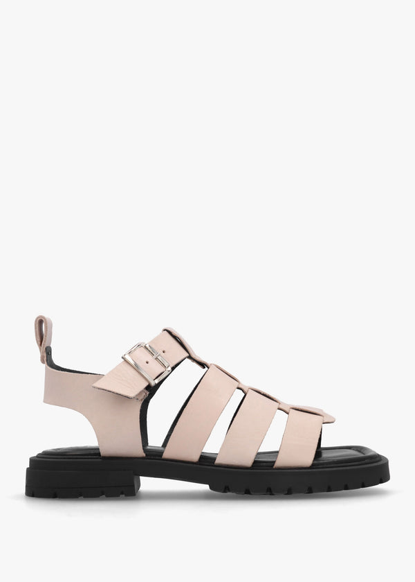 Ifish Cream Leather Gladiator Sandals
