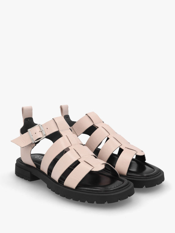 Ifish Cream Leather Gladiator Sandals