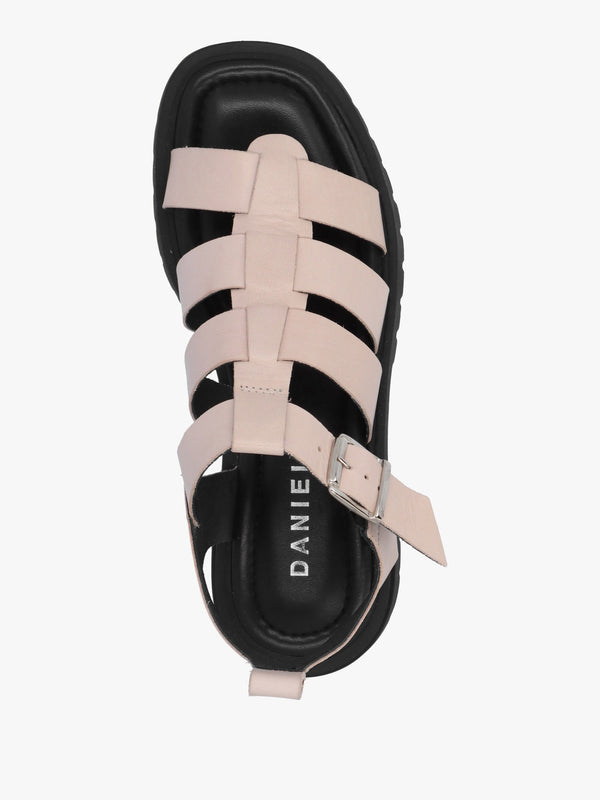 Ifish Cream Leather Gladiator Sandals