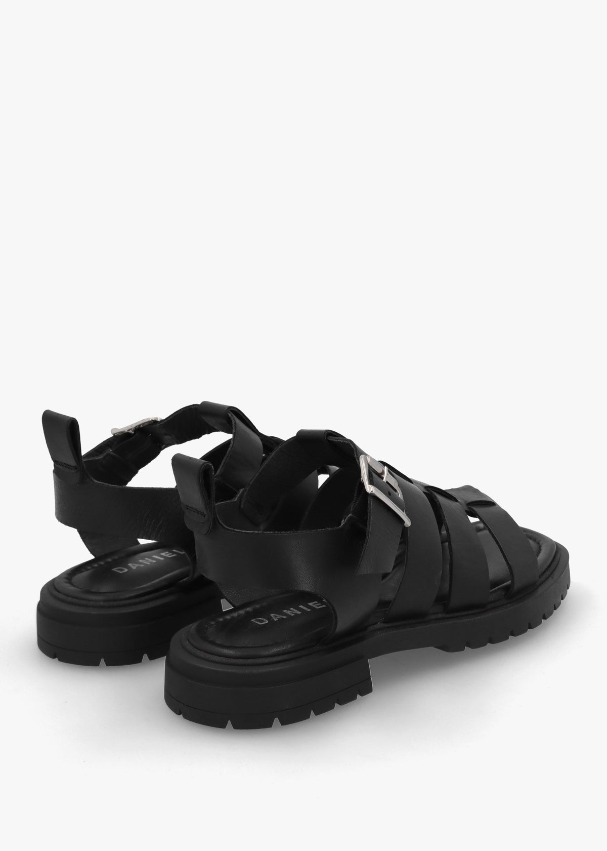 Ifish Black Leather Gladiator Sandals