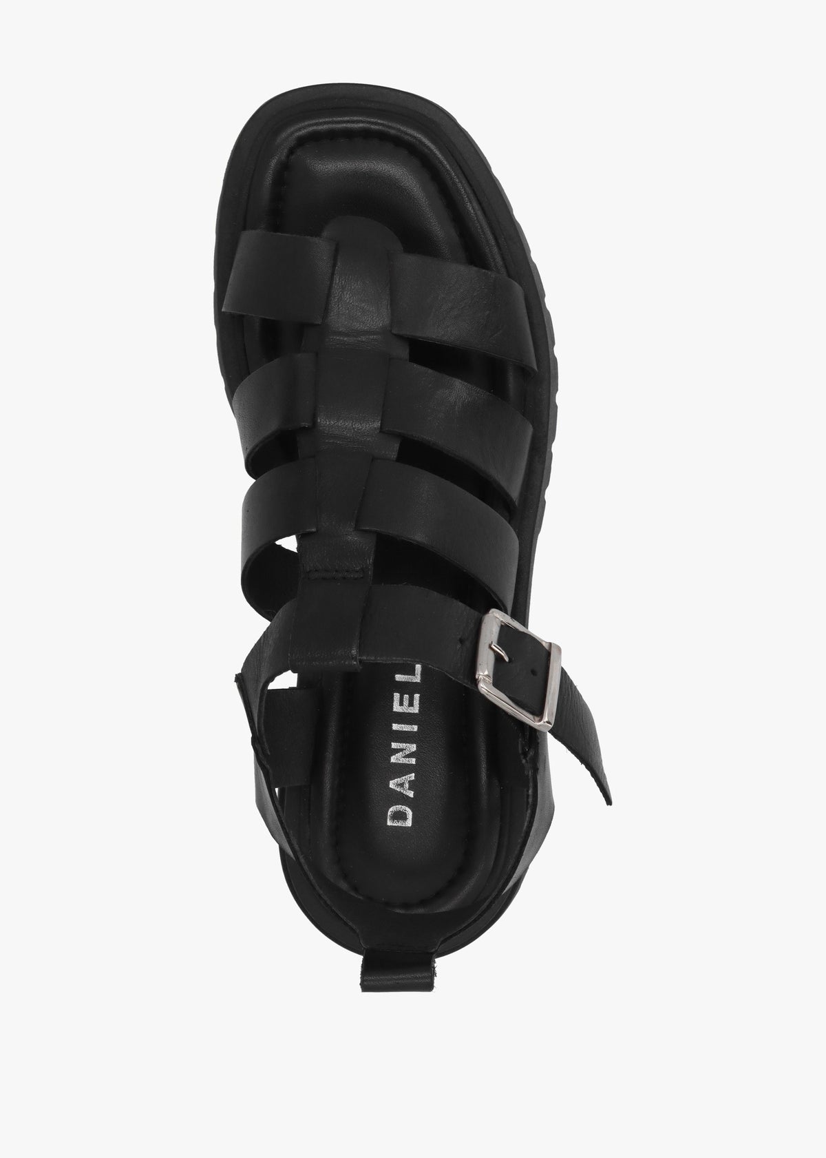 Ifish Black Leather Gladiator Sandals