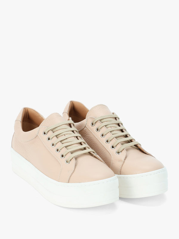 Piccadilly Circus Blush Leather Flatform Trainers