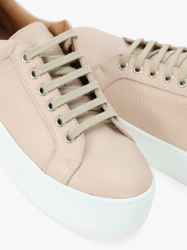 Piccadilly Circus Blush Leather Flatform Trainers