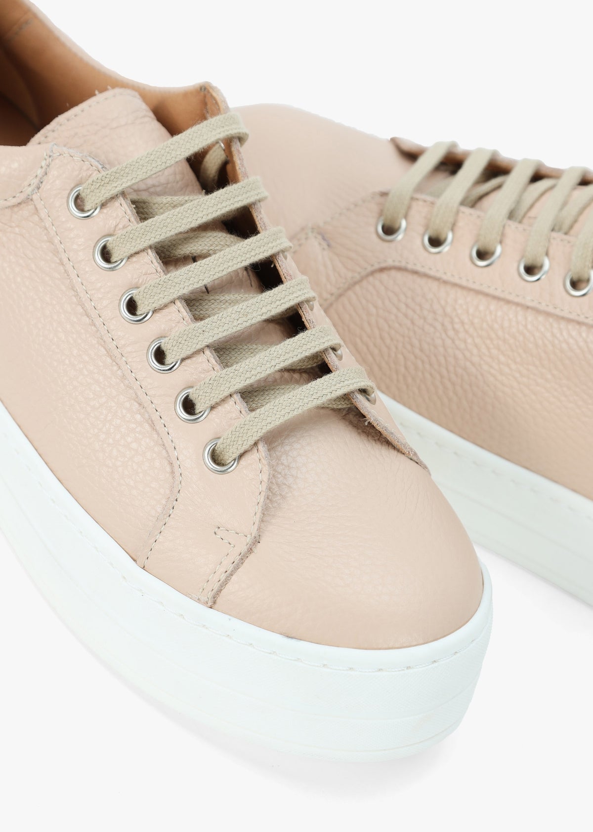 Piccadilly Circus Blush Leather Flatform Trainers