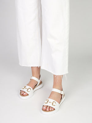 Rosnaf White Leather Snaffle Sandals